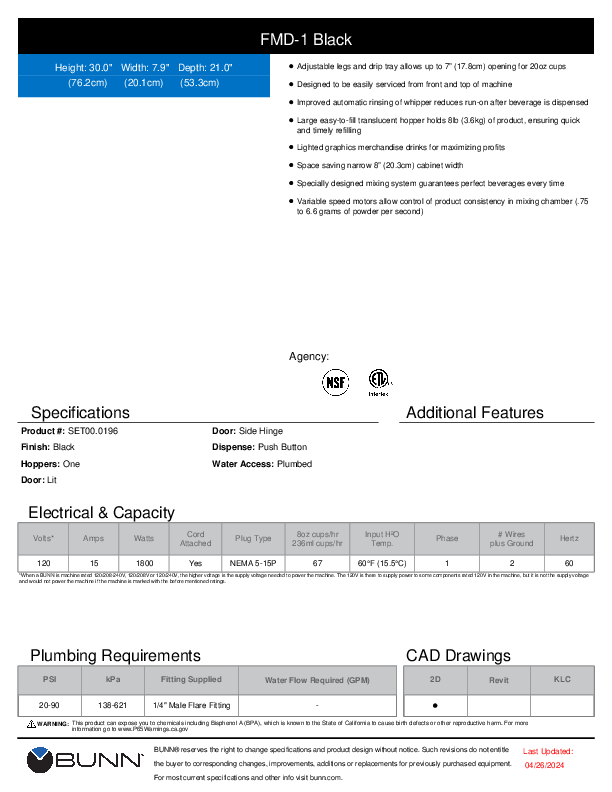 Cutsheet