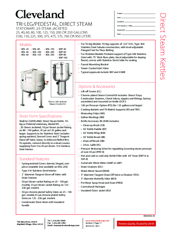 Cutsheet