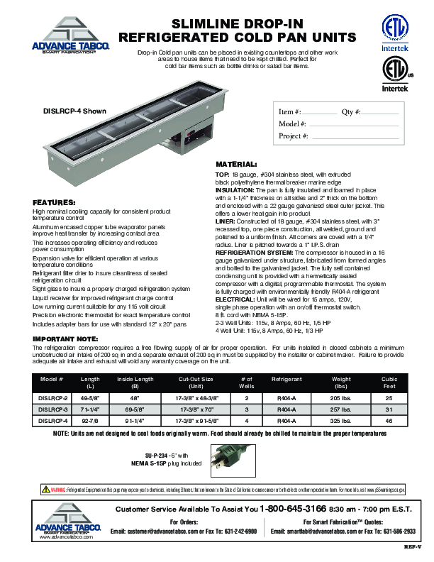 Cutsheet