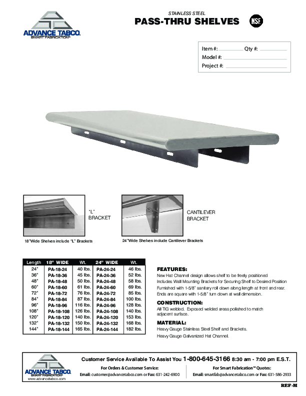 Cutsheet