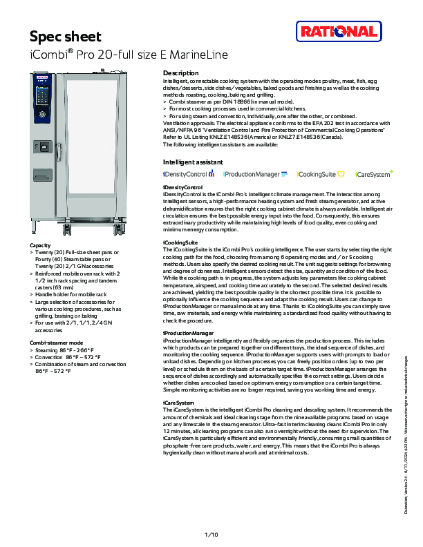 Marine Spec Sheet