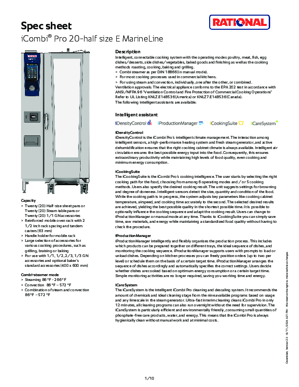 Marine Spec Sheet