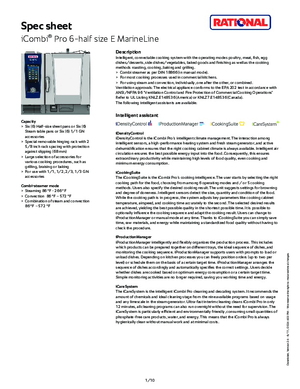 Marine Spec Sheet