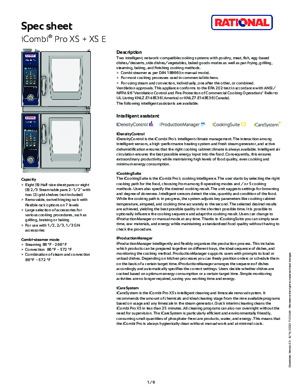 Combi-Duo Stacking Standard Spec Sheet