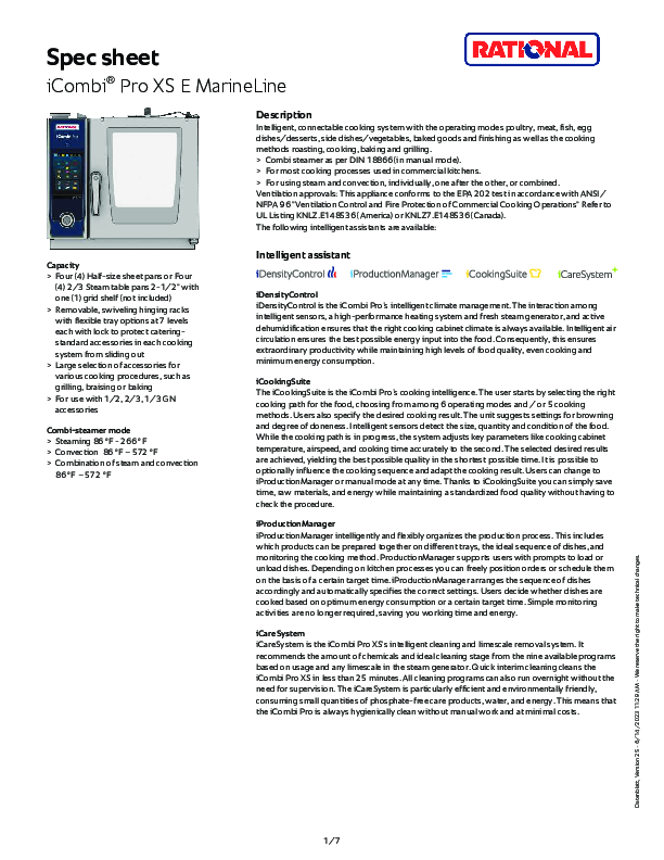 Marine Spec Sheet